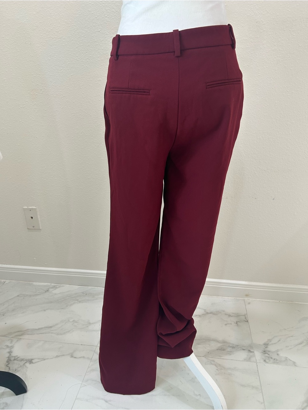 Zara Women's High-Waist Straight Leg Pants in Burgundy, Size S - Picture 8 of 8